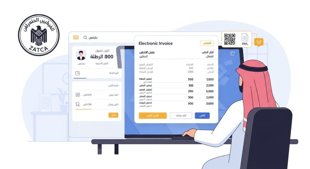 electronic invoice dashboard on a laptop
